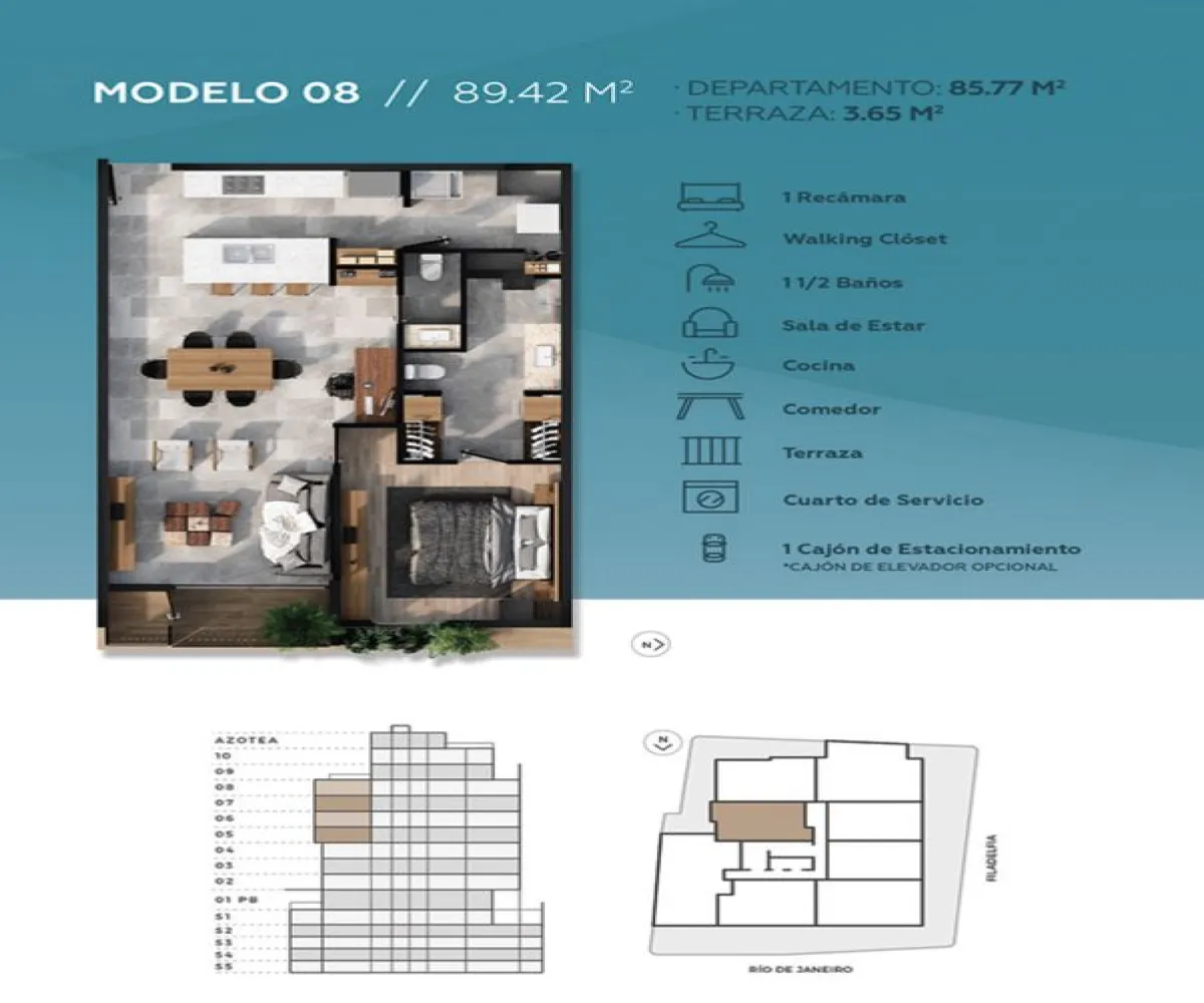 Departamento En Venta,Providencia,Río de Janeiro 2275, Guadalajara, Jalisco 44630, 1 Cuarto,1 Baño,Río de Janeiro,1,pnECHNN