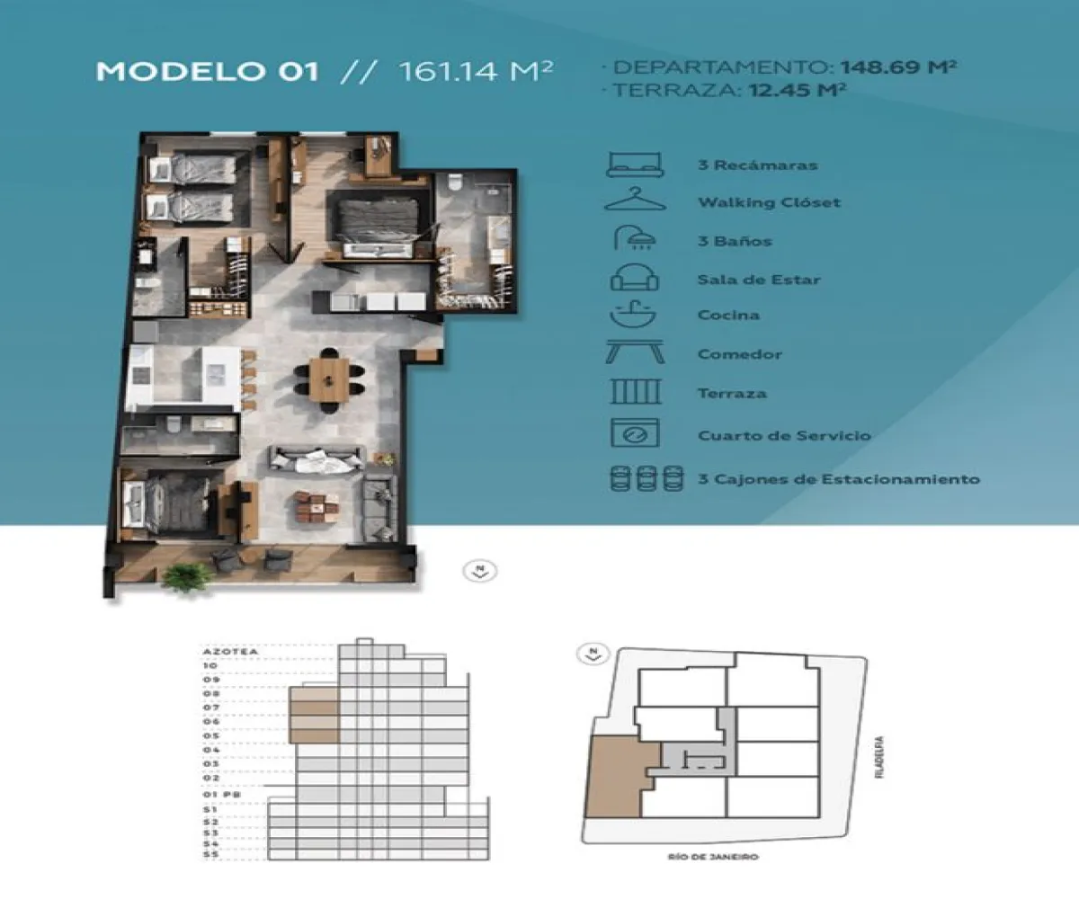 Departamento En Venta,Providencia,Río de Janeiro 2275, Guadalajara, Jalisco 44630, 3 Habitaciones,3 Baños,Río de Janeiro,1,pQMIbSI