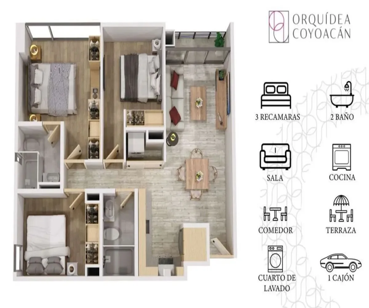 Departamento En PreVenta,El Reloj,Calzada de Tlalpan 2875 A301, Coyoacán, Ciudad de México 04640, 3 Habitaciones,2 Baños,Calzada de Tlalpan,1,paWQ57K