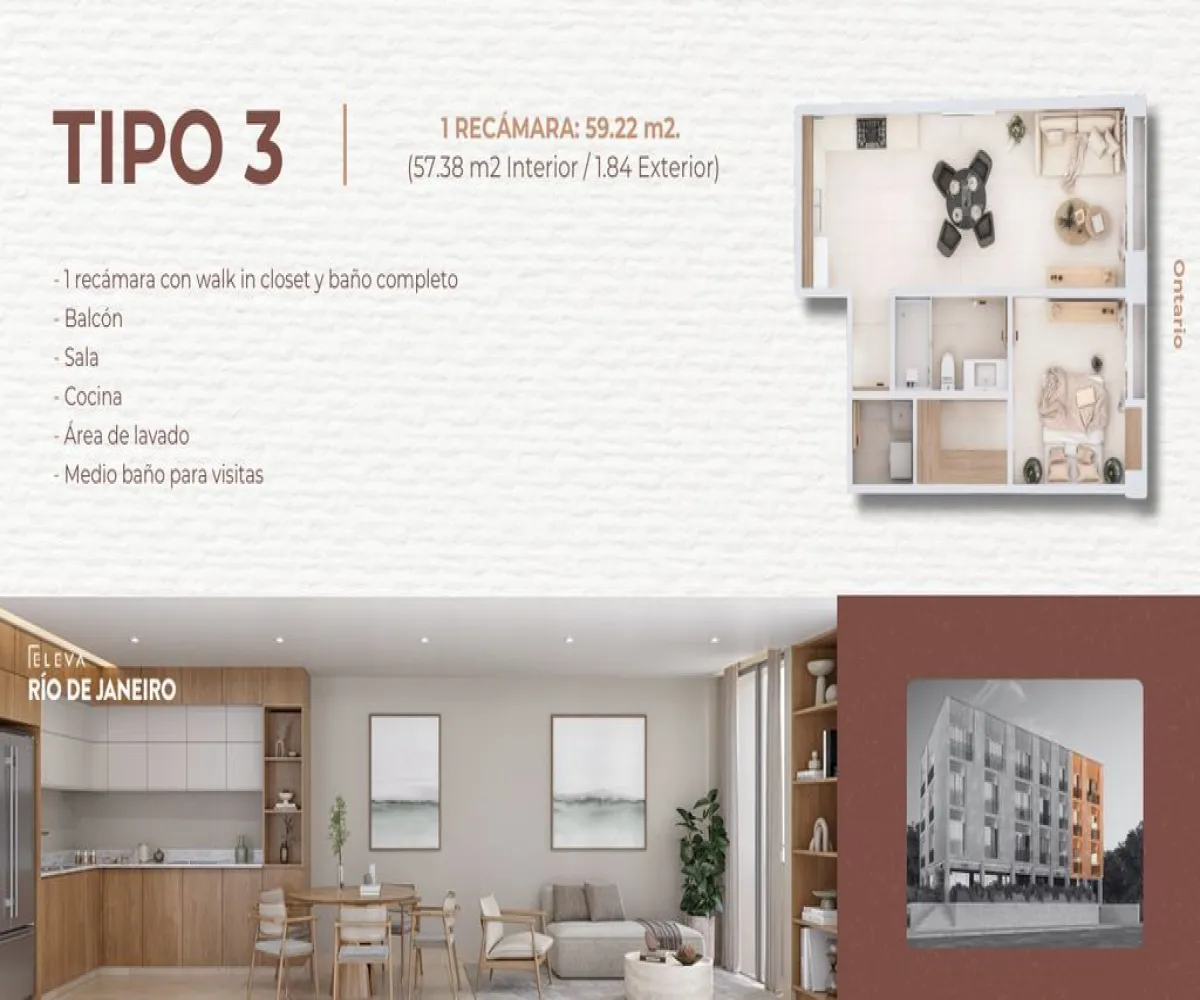 Departamento En PreVenta,Providencia,Río de Janeiro S/N, Guadalajara, Jalisco 44630, 1 Cuarto,1 Baño,Río de Janeiro,1,p33Su3A