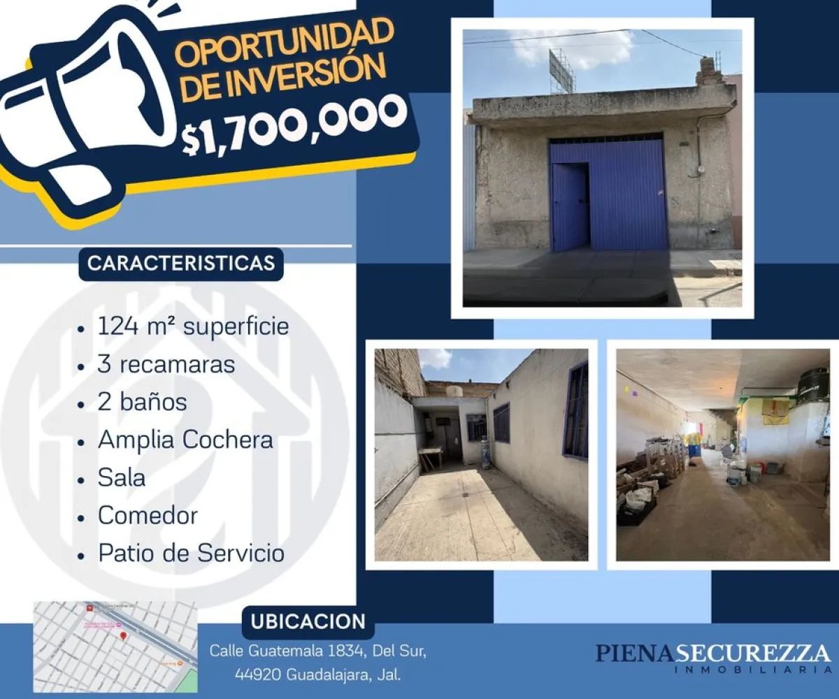 Casa En Venta,Del Sur,guatemala 1834, Guadalajara, Jalisco 44920, 3 Habitaciones,2 Baños,guatemala,1,p4CeL7Y