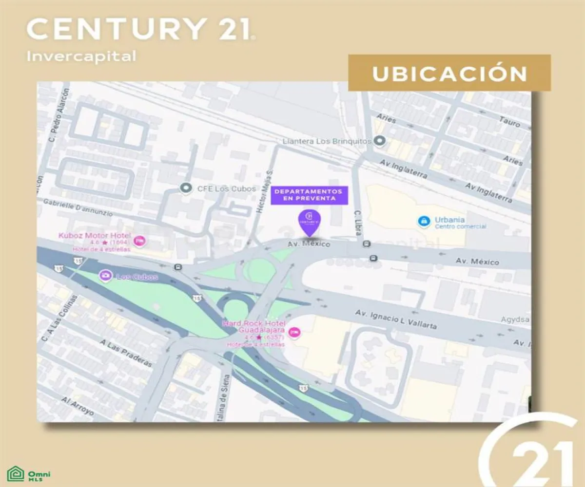 Departamento En Venta,Juan Manuel Vallarta,Av. México 5100, Zapopan, Jalisco 45120, 2 Habitaciones,2 Baños,Av. México,MX25720156