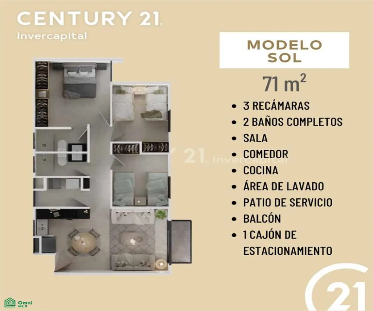 Departamento En Venta,Terralta,Tierra Encantada 209, Tlaquepaque, Jalisco 45590, 2 Habitaciones,2 Baños,Tierra Encantada,MX25727118
