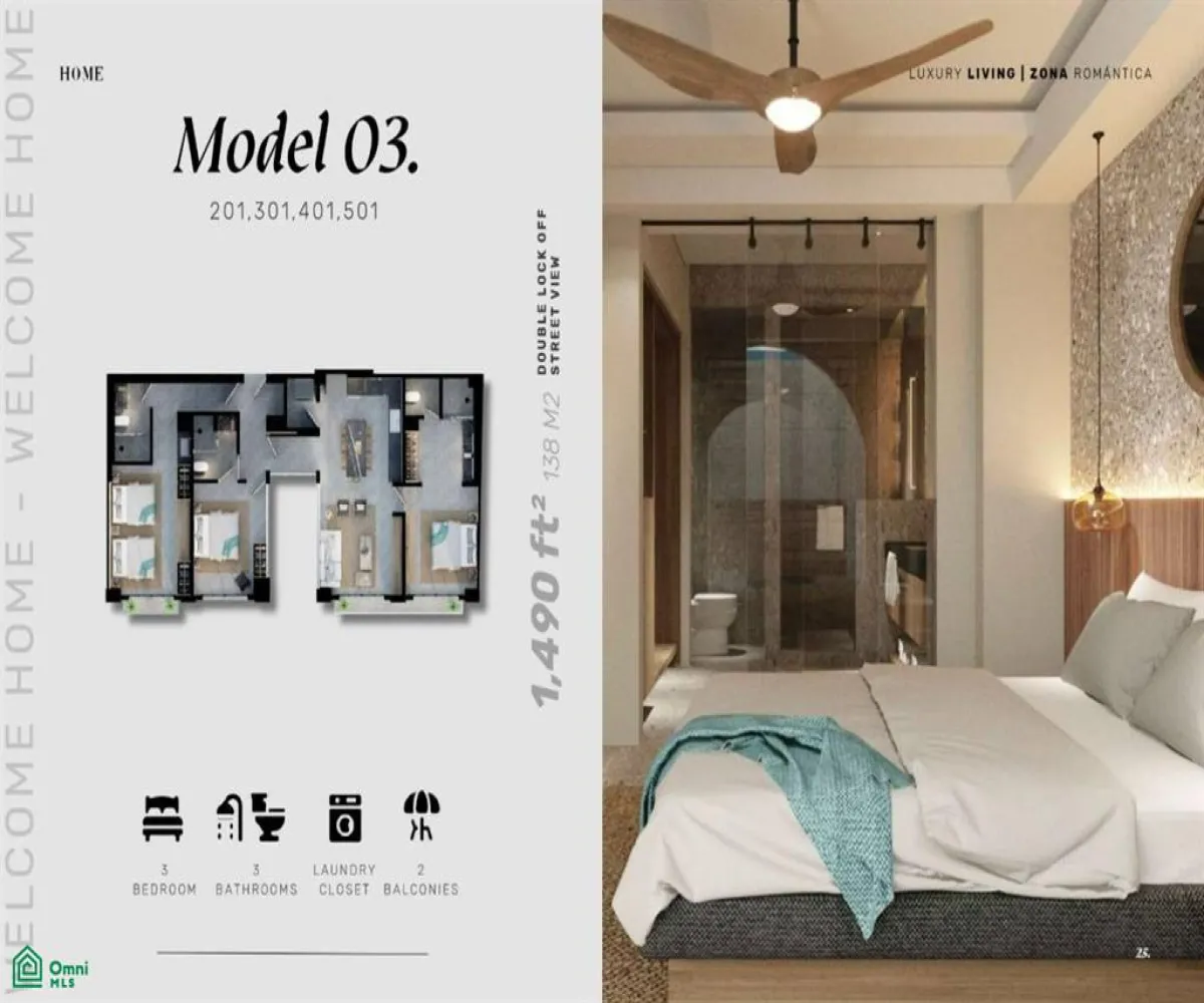 En Venta,Emiliano Zapata,HOM Unit 401, Puerto Vallarta, Jalisco 48380, 3 Habitaciones,3 Baños,HOM,3,MX25915437