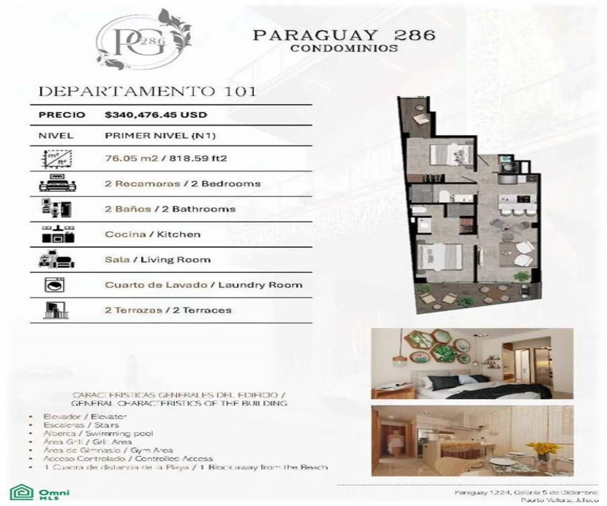 En Venta,5 de Diciembre,Paraguay 1224, Puerto Vallarta, Jalisco 48350, 2 Habitaciones,2 Baños,Paraguay,MX25930316