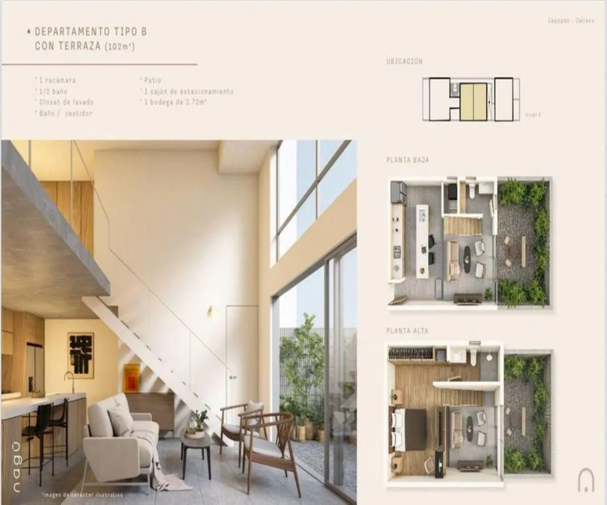 Departamento En Venta,Santa Fe,Calle Eva Briseño 587 303, Zapopan, Jalisco 45168, 1 Cuarto,1 Baño,Calle Eva Briseño,2,pMd64TA