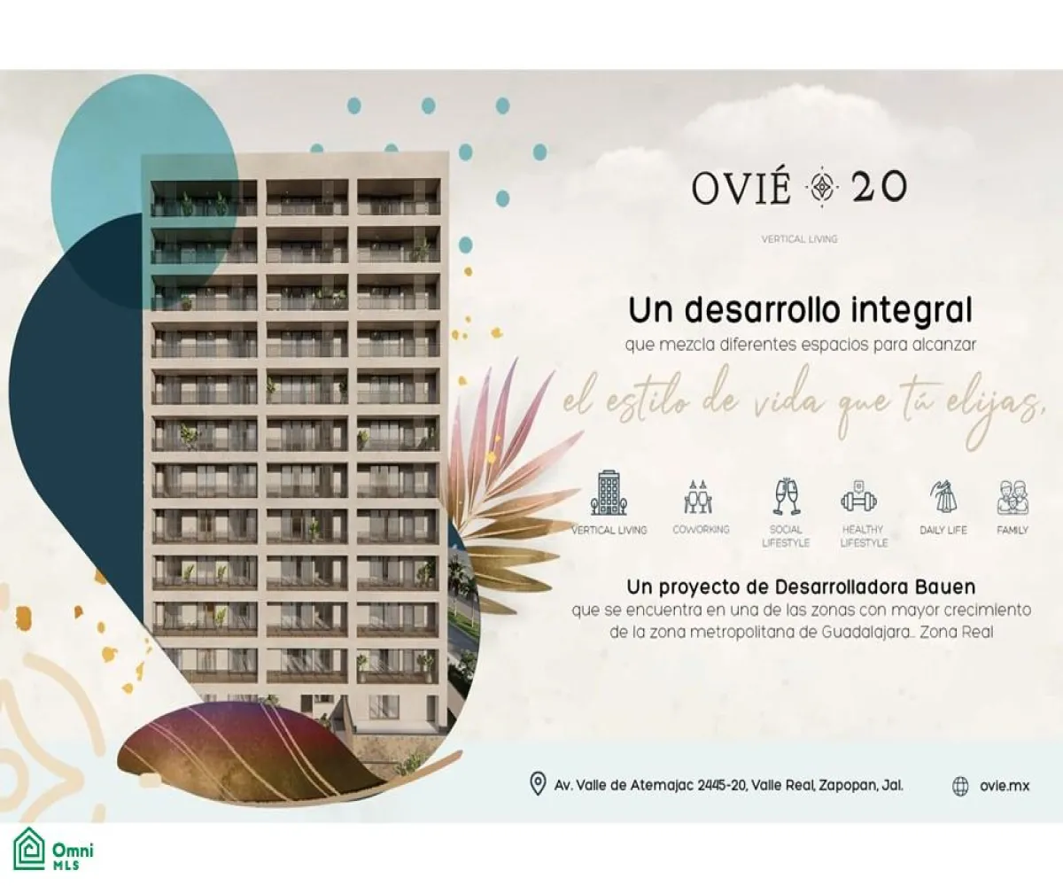 Departamento En Venta,Valle Real,Av. Valle de atemajac 2445-20, Zapopan, Jalisco 45138, 2 Habitaciones,2 Baños,Av. Valle de atemajac,MX23429081