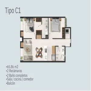 Departamento En Venta,Ladron De Guevara,Calle Severo Díaz 129, Guadalajara, Jalisco 44130, 2 Habitaciones,2 Baños,Calle Severo Díaz,1,pWRjAGl