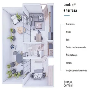 Departamento En Venta,Granja,Calzada Central 244 114, Zapopan, Jalisco 45010, 1 Cuarto,1 Baño,Calzada Central,1,p2sFNHq