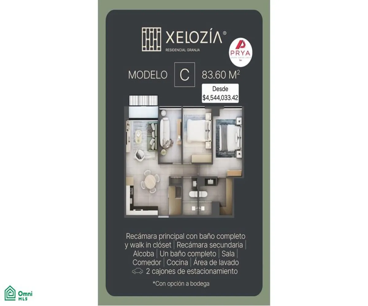 Departamento En Venta,Ciudad Granja,Calz. Circunvalacion Pte S/N, Zapopan, Jalisco 45010, 2 Habitaciones,2 Baños,Calz. Circunvalacion Pte,MX251021133