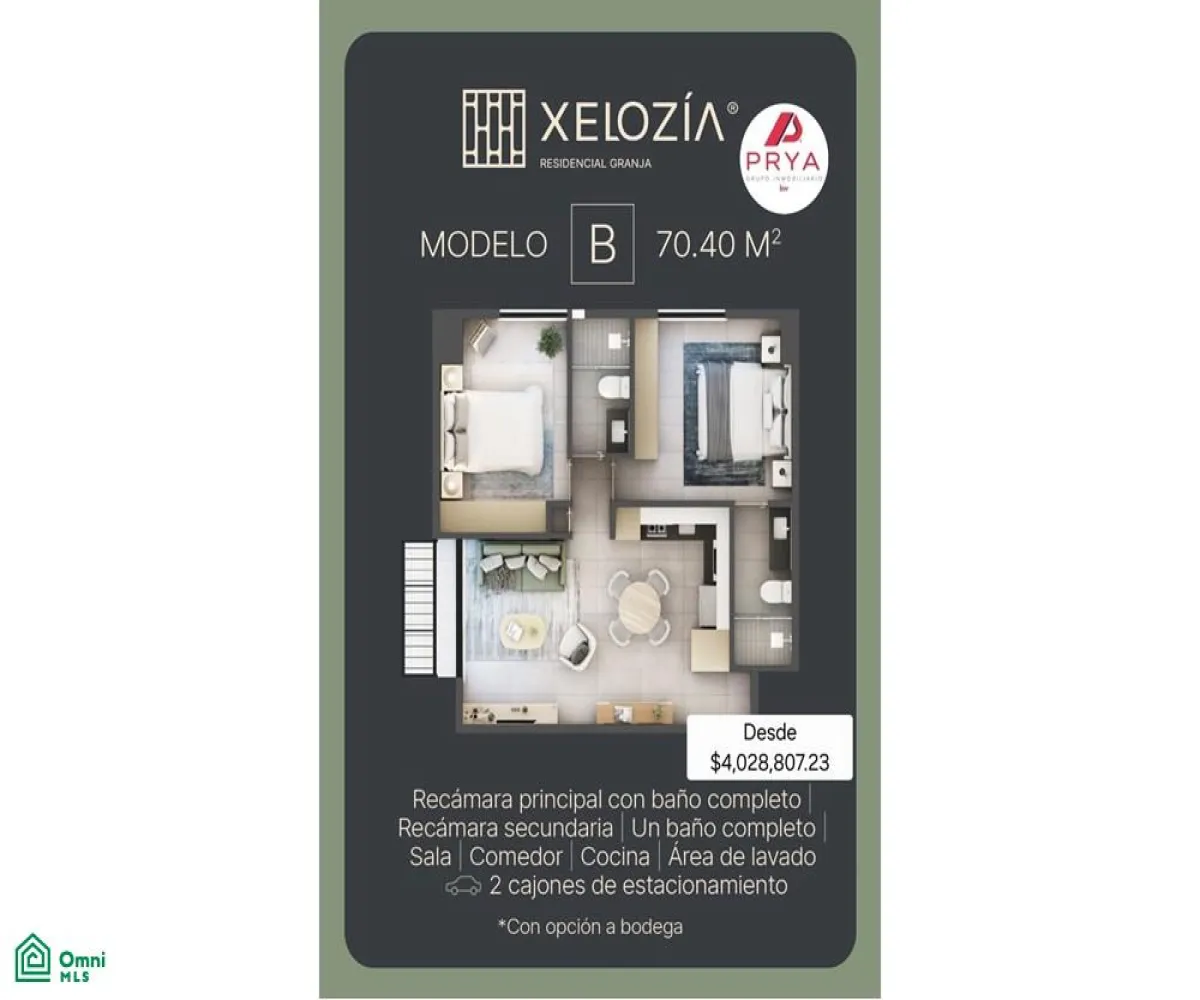 Departamento En Venta,Ciudad Granja,Calz. Circunvalacion Pte S/N, Zapopan, Jalisco 45010, 2 Habitaciones,2 Baños,Calz. Circunvalacion Pte,MX251021141