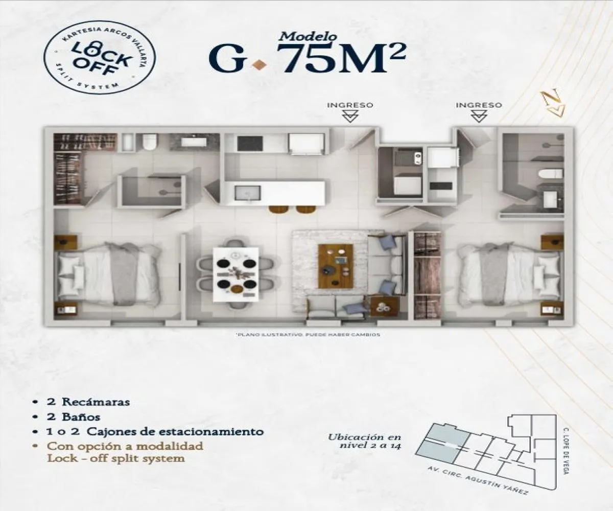 Departamento En Venta,Arcos,Avenida Circunvalación Agustín Yáñez 2483, Guadalajara, Jalisco 44140, 2 Habitaciones,2 Baños,Avenida Circunvalación Agustín Yáñez,1,pbPWr94
