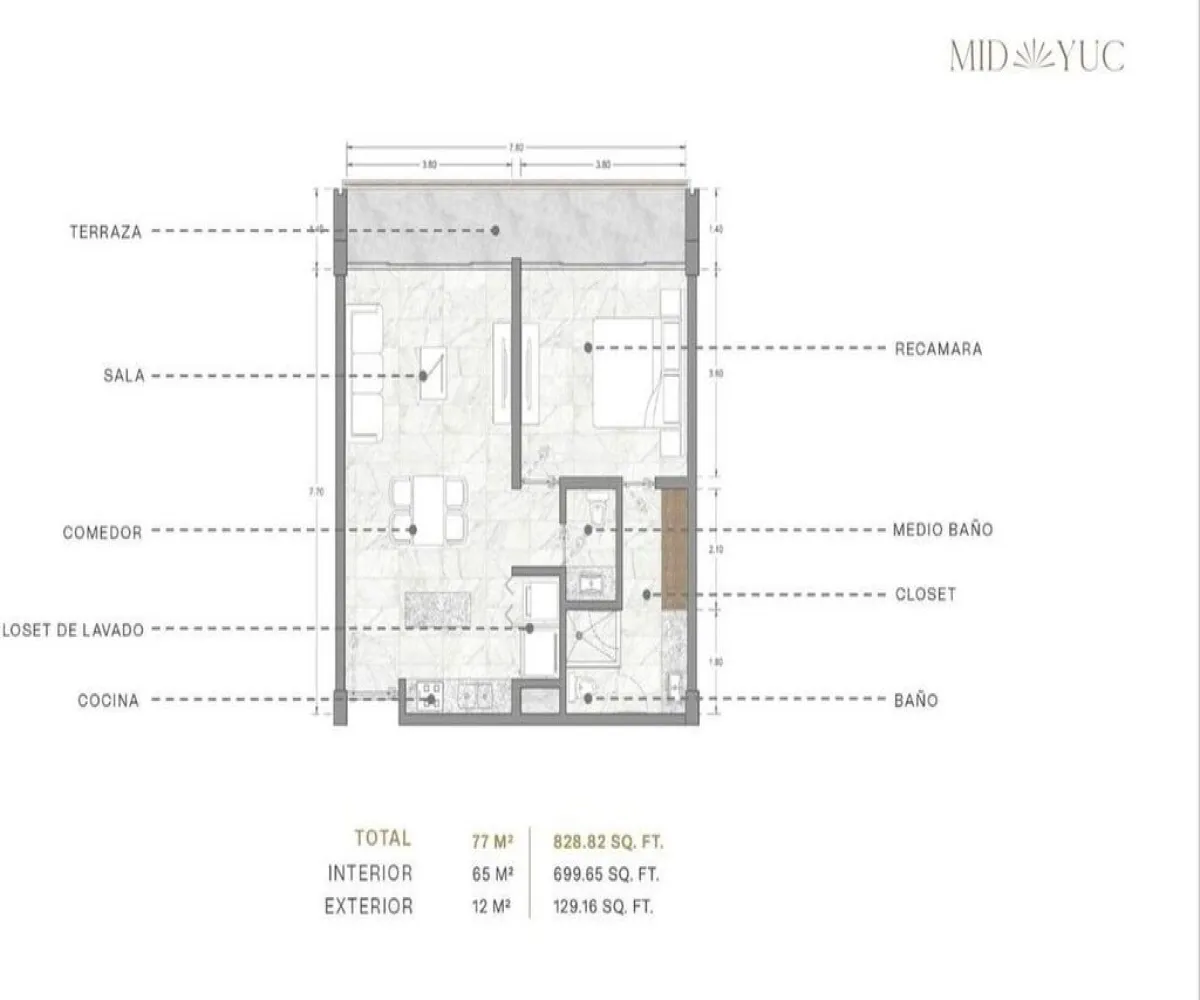 Departamento En Venta,Paseo Norte S/N, Mérida, Yucatán 97305, 1 Cuarto,1 Baño,Paseo Norte,1,poNSnEd