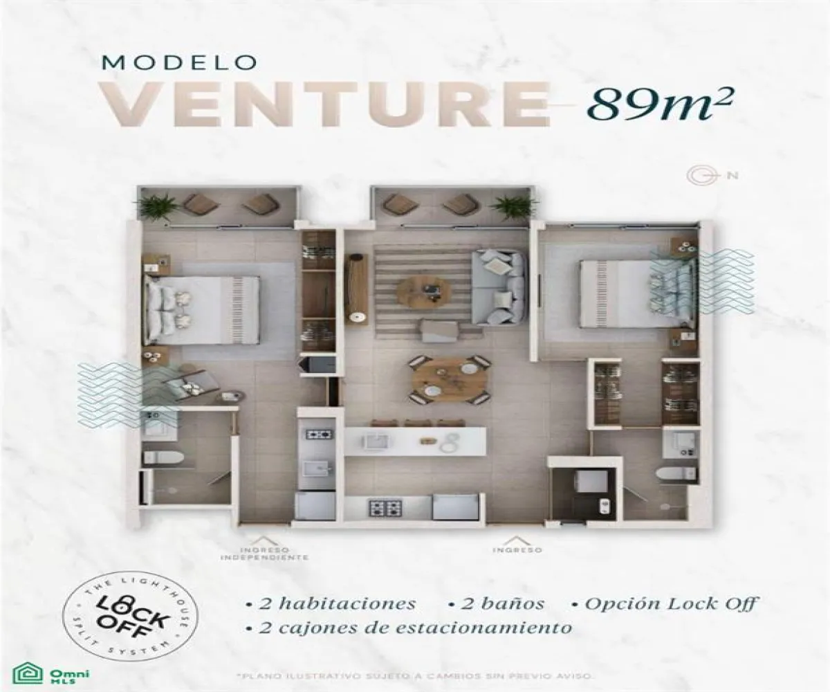 Departamento En Venta,Residencial Fluvial Vallarta,61.The Light H0use VENTURE 516, Puerto Vallarta, Jalisco 48312, 2 Habitaciones,2 Baños,61.The Light H0use,3,MX251041105