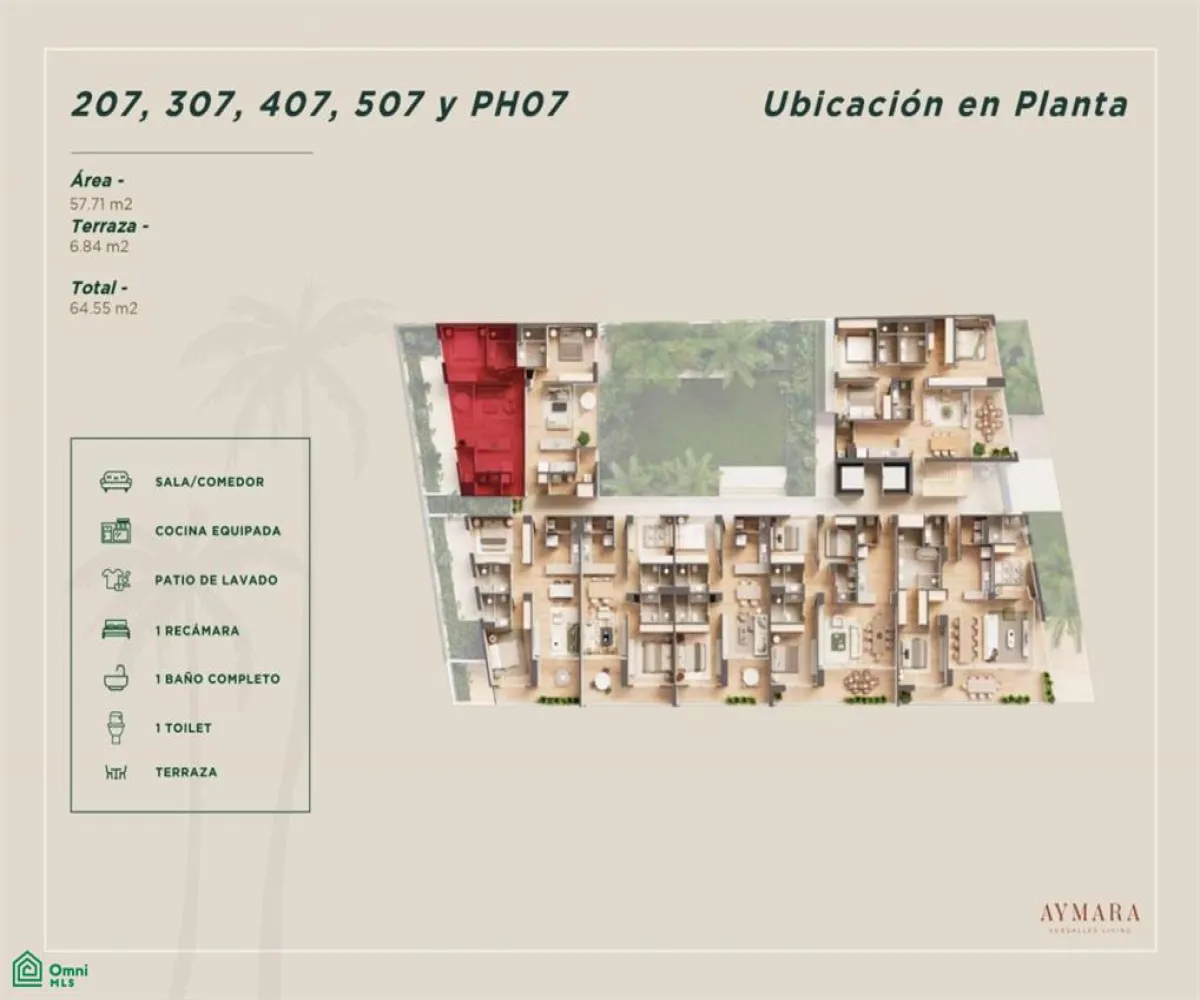Departamento En Venta,Versalles,50.AMARA 207, Puerto Vallarta, Jalisco 48310, 1 Cuarto,1 Baño,50.AMARA,MX251042242