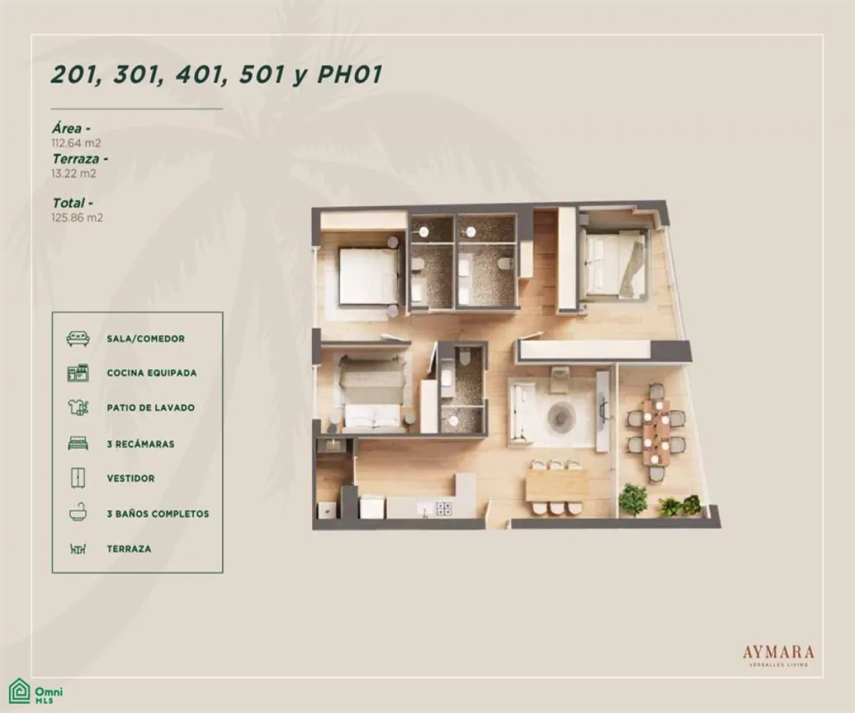 Departamento En Venta,Versalles,52.AMARA 201, Puerto Vallarta, Jalisco 48310, 3 Habitaciones,3 Baños,52.AMARA,MX251042344