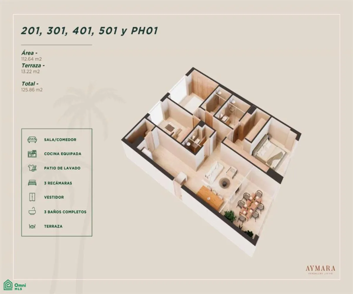 Departamento En Venta,Versalles,52.AMARA 201, Puerto Vallarta, Jalisco 48310, 3 Habitaciones,3 Baños,52.AMARA,MX251042344