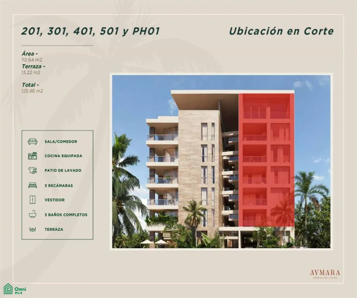 Departamento En Venta,Versalles,52.AMARA 201, Puerto Vallarta, Jalisco 48310, 3 Habitaciones,3 Baños,52.AMARA,MX251042344