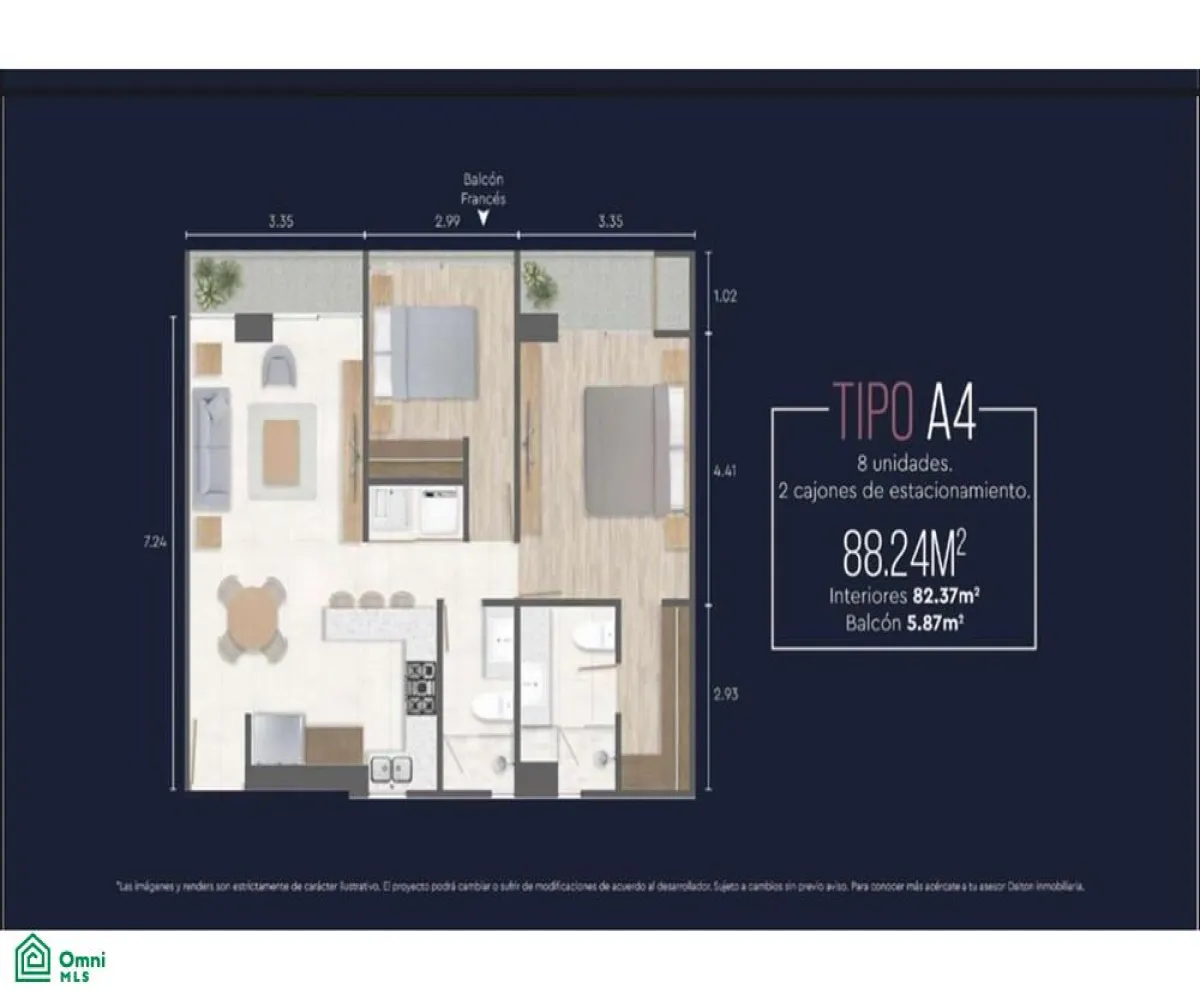 Departamento En Renta,Fraccionamiento Monraz,Av. Juan Palomar y Arias 510, Guadalajara, Jalisco 44680, 2 Habitaciones,2 Baños,Av. Juan Palomar y Arias,MX261068372