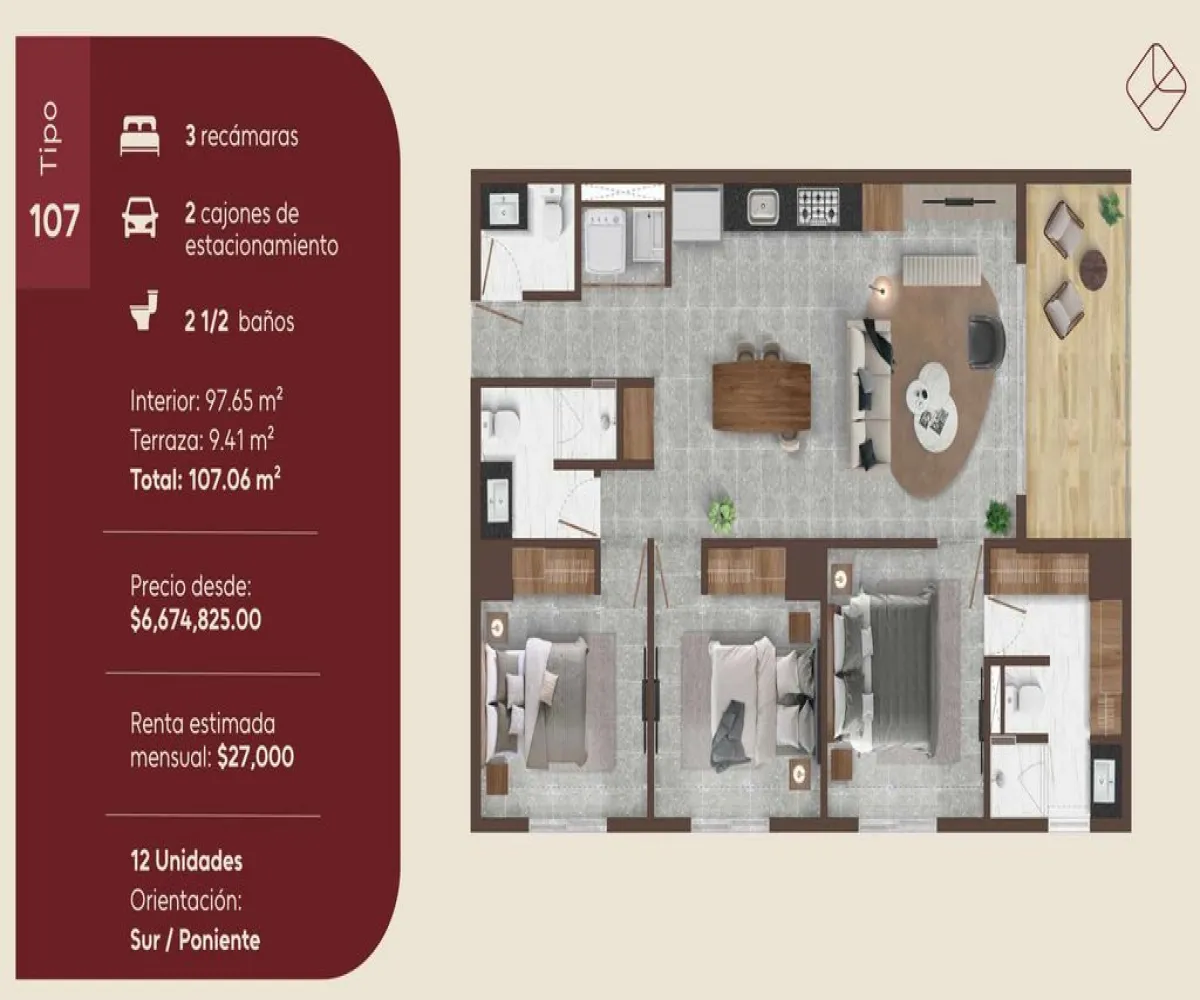 Departamento En Venta,Jardines del Valle,Avenida Valle de Atemajac 2445-05, Zapopan, Jalisco 45136, 2 Habitaciones,2 Baños,Avenida Valle de Atemajac,1,pEhRxMs