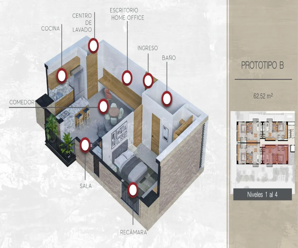 Departamento En PreVenta,Americana,La Paz, Guadalajara, Jalisco 44160, 2 Habitaciones,1 Baño,Cardenal Living,La Paz ,6,554156